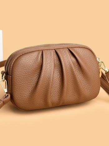 Geantă de damă din PU, 2026, ușoară și compactă, mică, cu design plisat în formă de nor, curea crossbody