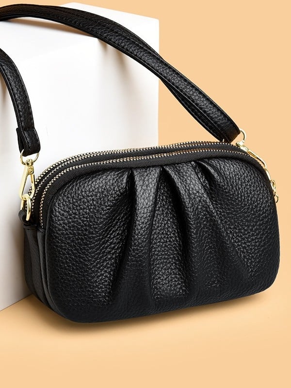 Geantă de damă din PU, 2026, ușoară și compactă, mică, cu design plisat în formă de nor, curea crossbody