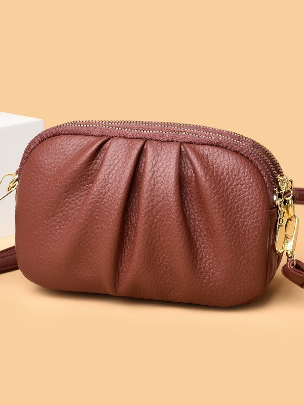 Geantă de damă din PU, 2026, ușoară și compactă, mică, cu design plisat în formă de nor, curea crossbody