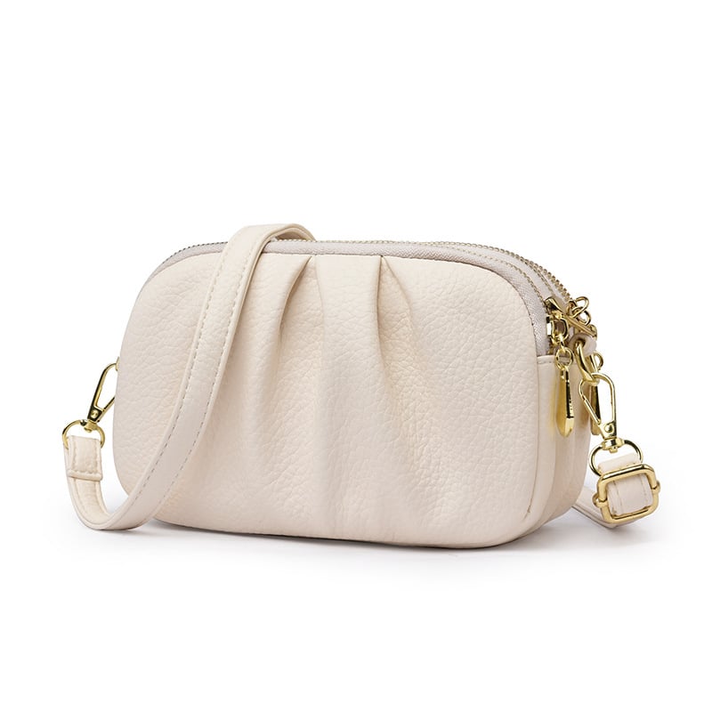 Geantă de damă din PU, 2026, ușoară și compactă, mică, cu design plisat în formă de nor, curea crossbody