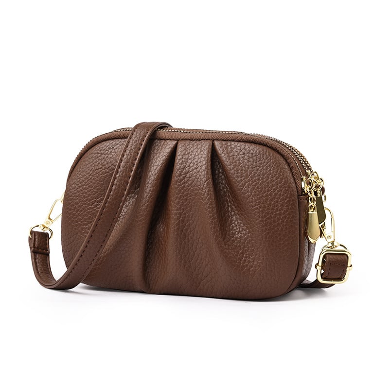 Geantă de damă din PU, 2026, ușoară și compactă, mică, cu design plisat în formă de nor, curea crossbody