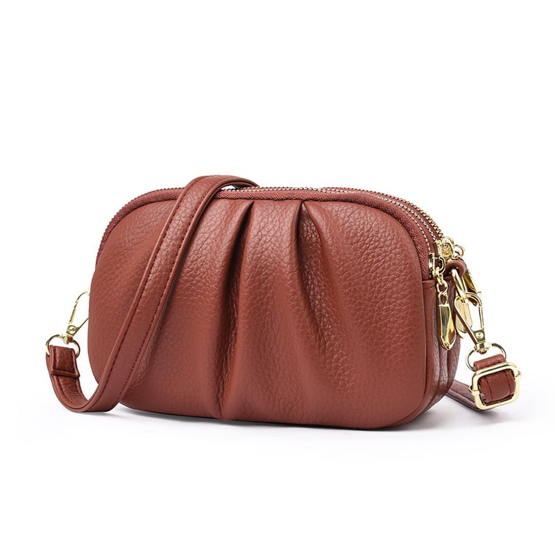 Geantă de damă din PU, 2026, ușoară și compactă, mică, cu design plisat în formă de nor, curea crossbody