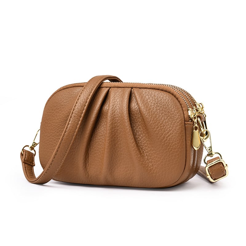 Geantă de damă din PU, 2026, ușoară și compactă, mică, cu design plisat în formă de nor, curea crossbody