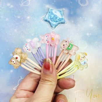 Noi clips de păr cu desene animate drăguțe pentru adulți și copii, accesorii cu franjă cu picături de ulei, clips BB ondulate, stil DIY dulce