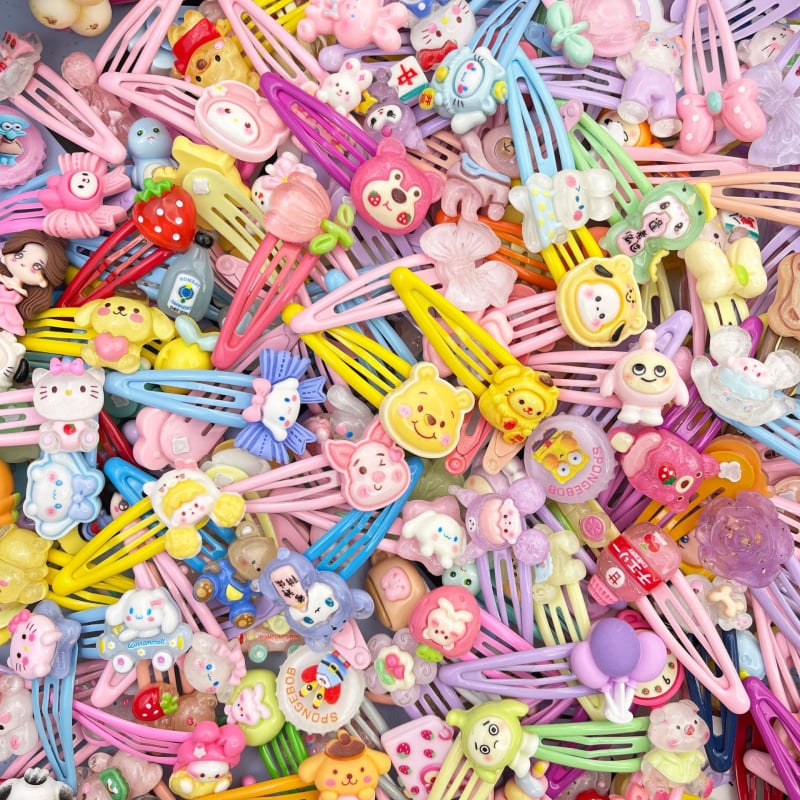 Noi clips de păr cu desene animate drăguțe pentru adulți și copii, accesorii cu franjă cu picături de ulei, clips BB ondulate, stil DIY dulce