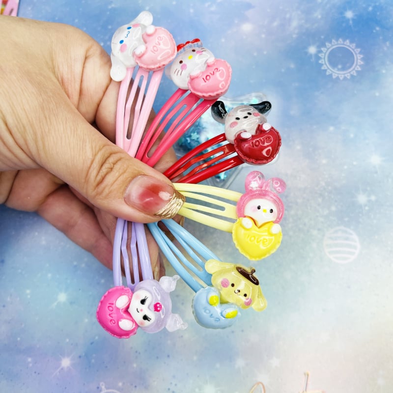 Noi clips de păr cu desene animate drăguțe pentru adulți și copii, accesorii cu franjă cu picături de ulei, clips BB ondulate, stil DIY dulce