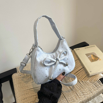 Geantă pentru femei cu funda, stil coreean, geantă tip cloud, versatilă pentru umăr sau crossbody