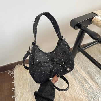 Geantă pentru femei cu funda, stil coreean, geantă tip cloud, versatilă pentru umăr sau crossbody