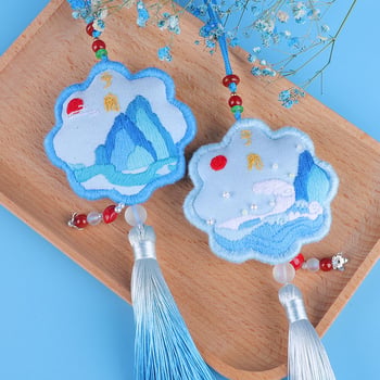 Set DIY broderie cu talisman – săculeț pentru liniște, pachet materiale pentru cusut, pentru agățat în mașină