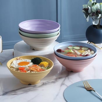 Vas ramen în stil japonez, din paie de grâu, bol mare pentru supă cu tăiței, bol din plastic pentru restaurante, imprimare de logo disponibilă