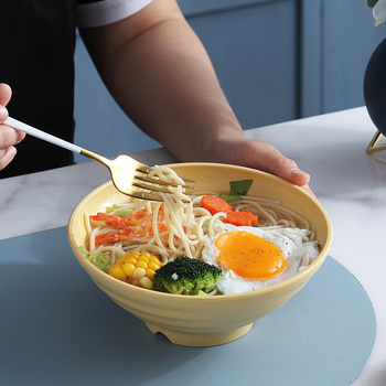 Vas ramen în stil japonez, din paie de grâu, bol mare pentru supă cu tăiței, bol din plastic pentru restaurante, imprimare de logo disponibilă