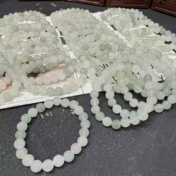 Brățară feminină din jad cu mătase de aur, mărgele albe rotunde cu model plutitor floral
