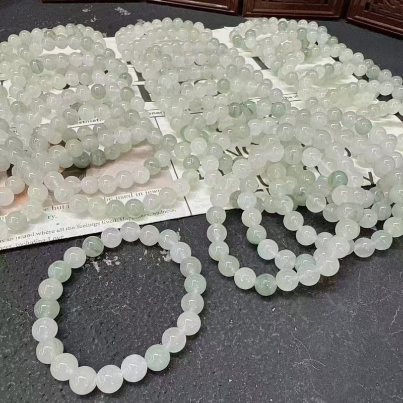 Brățară feminină din jad cu mătase de aur, mărgele albe rotunde cu model plutitor floral
