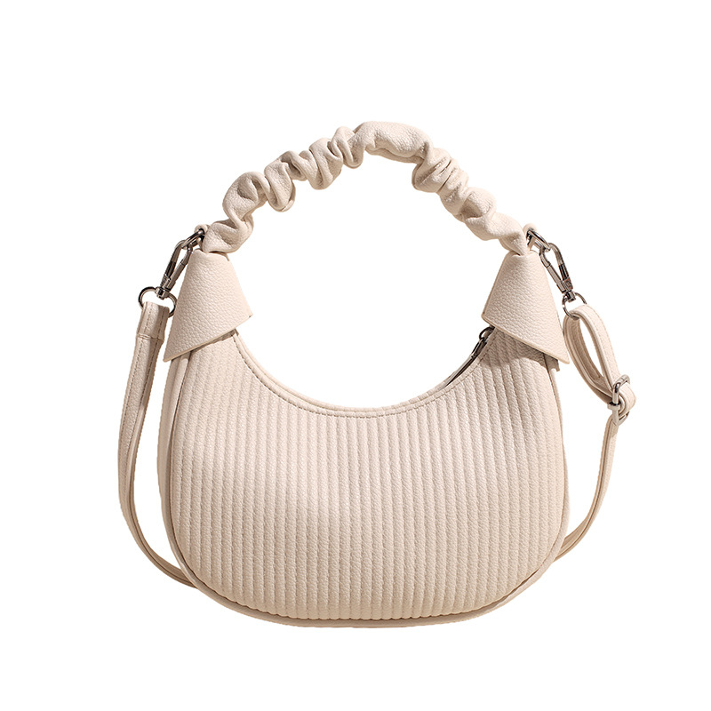 Geantă de damă PU în formă de semicerc, dimensiune medie, umăr și crossbody, Iarna 2024