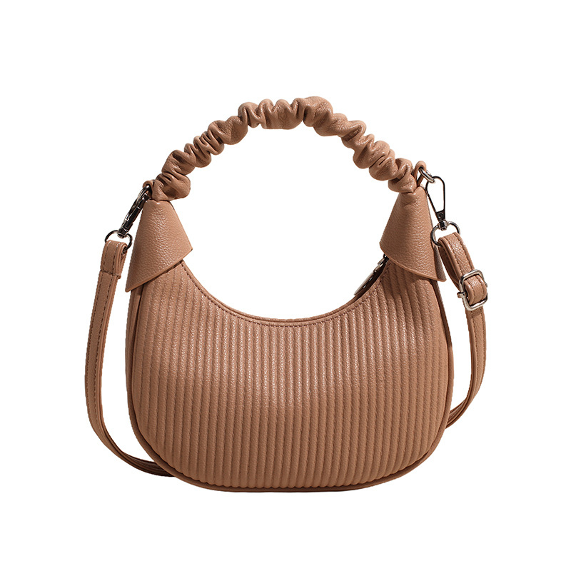Geantă de damă PU în formă de semicerc, dimensiune medie, umăr și crossbody, Iarna 2024