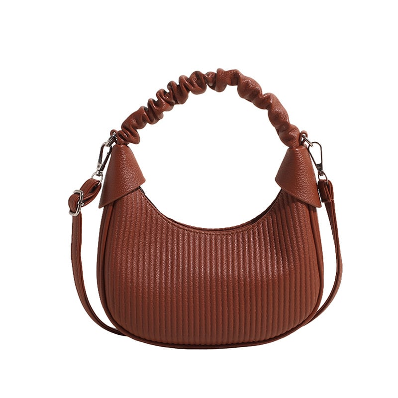 Geantă de damă PU în formă de semicerc, dimensiune medie, umăr și crossbody, Iarna 2024