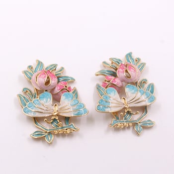 Pandantiv din cupru turnat, fluture și floare din rășină, pentru agrafă de păr DIY, accesoriu vintage de mireasă