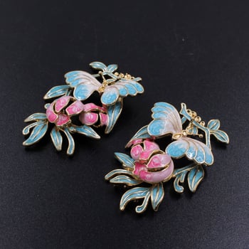 Pandantiv din cupru turnat, fluture și floare din rășină, pentru agrafă de păr DIY, accesoriu vintage de mireasă