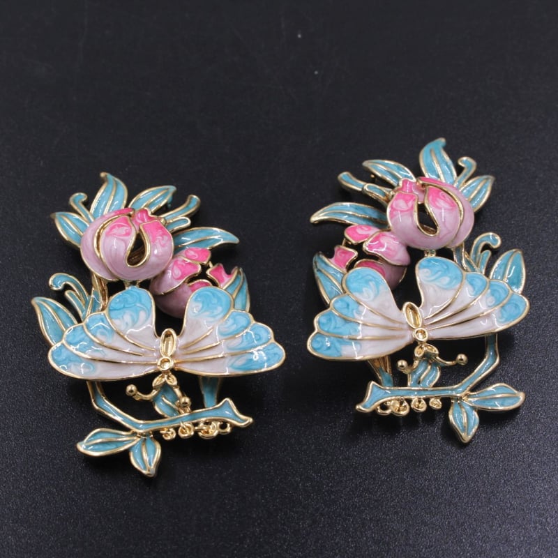 Pandantiv din cupru turnat, fluture și floare din rășină, pentru agrafă de păr DIY, accesoriu vintage de mireasă