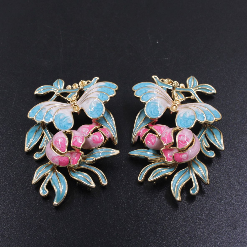 Pandantiv din cupru turnat, fluture și floare din rășină, pentru agrafă de păr DIY, accesoriu vintage de mireasă