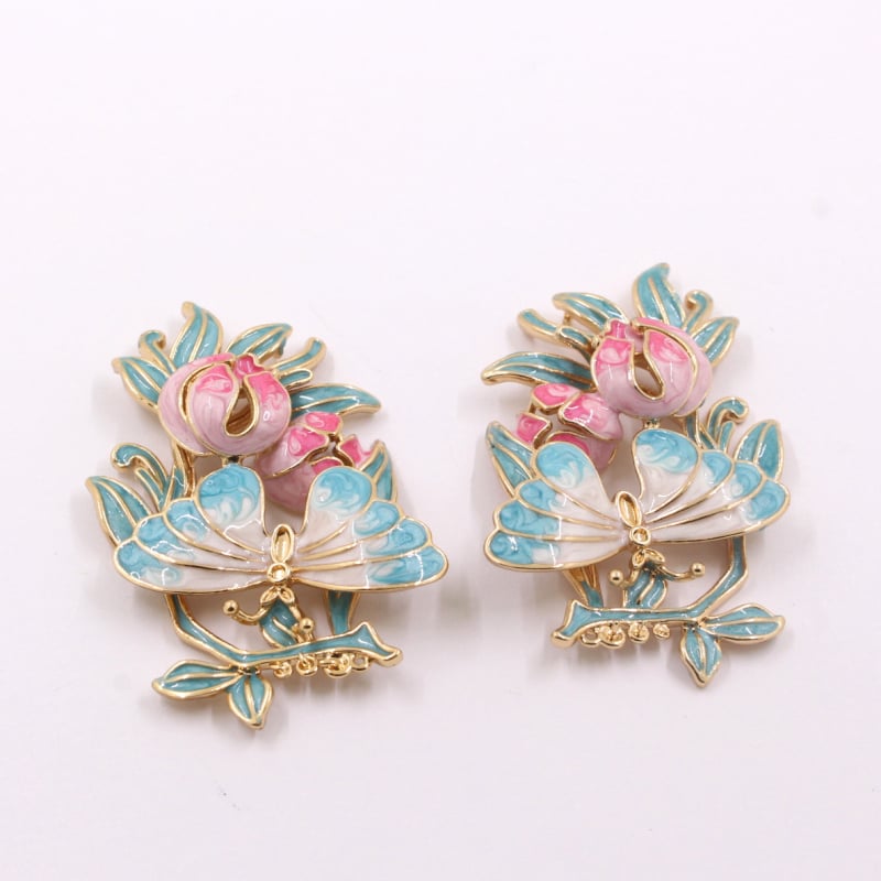 Pandantiv din cupru turnat, fluture și floare din rășină, pentru agrafă de păr DIY, accesoriu vintage de mireasă