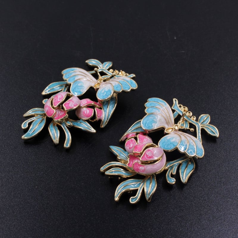 Pandantiv din cupru turnat, fluture și floare din rășină, pentru agrafă de păr DIY, accesoriu vintage de mireasă