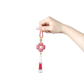 Pandantiv din brocart Song cu trifoi cu patru foi – accesoriu versatil pentru colier, lanț pentru pulover, charm pentru mașină și geantă