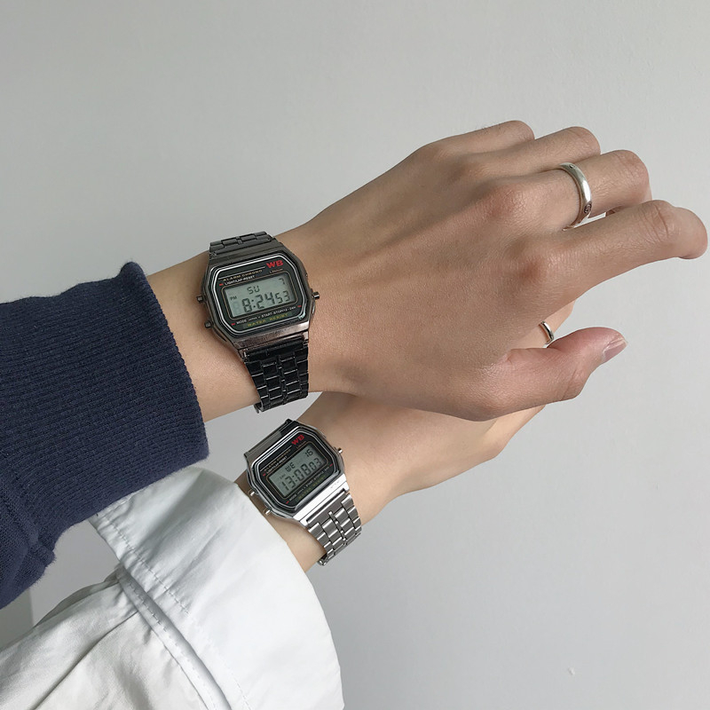 Ceasuri retro pătrate, atent selecționate, pentru bărbați și femei, ceasuri electronice minimalist elegante pentru cupluri