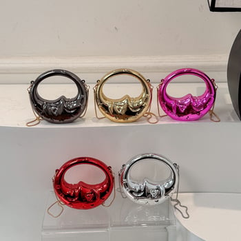 Geantă acrilică în formă de lună, cu lanț, clutch mic pentru umăr sau crossbody, geantă de seară