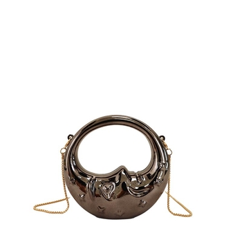 Geantă acrilică în formă de lună, cu lanț, clutch mic pentru umăr sau crossbody, geantă de seară