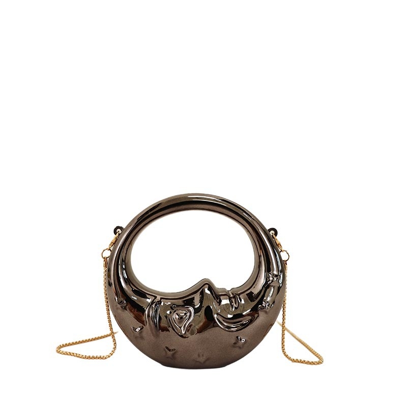 Geantă acrilică în formă de lună, cu lanț, clutch mic pentru umăr sau crossbody, geantă de seară