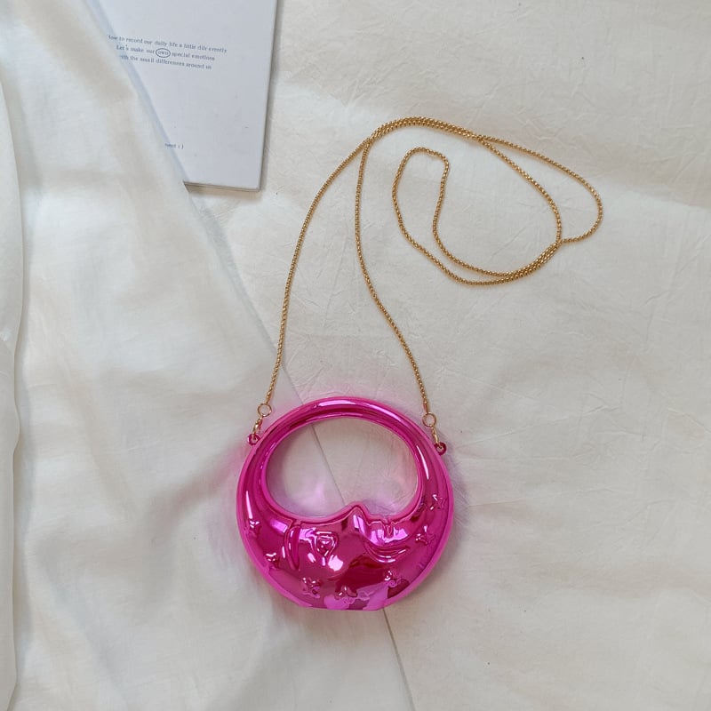 Geantă acrilică în formă de lună, cu lanț, clutch mic pentru umăr sau crossbody, geantă de seară