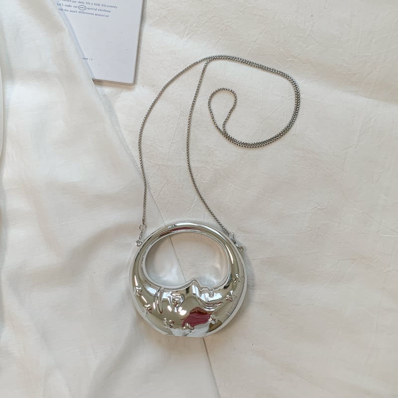 Geantă acrilică în formă de lună, cu lanț, clutch mic pentru umăr sau crossbody, geantă de seară