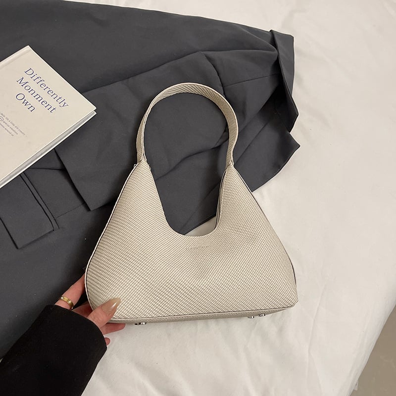 Geantă de umăr pentru femei, în formă de semilună, Primăvara 2026, design minimalist, piele PU, purtare zilnică