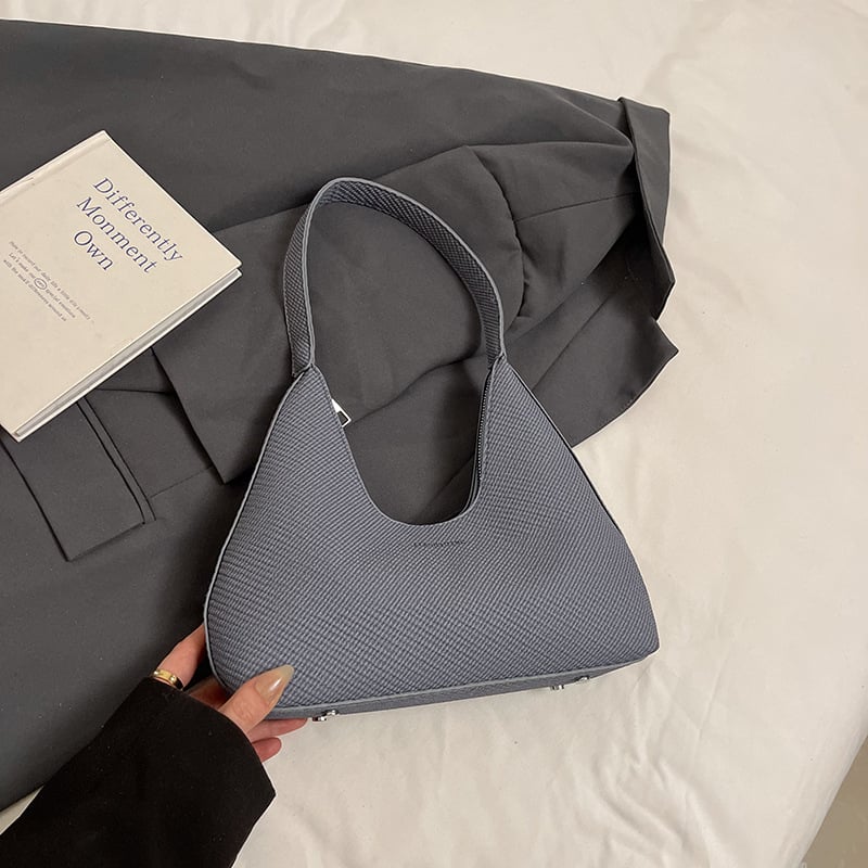 Geantă de umăr pentru femei, în formă de semilună, Primăvara 2026, design minimalist, piele PU, purtare zilnică