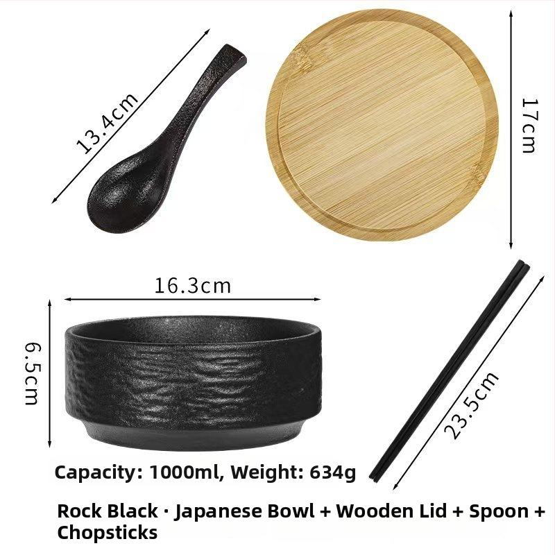 Fedéllel ellátott porcelán tálak – készlet instant tészta, saláta és sushi számára; átmérő 16–17 cm; kör alakú forma, matt felület; modernista stílus; mindennapi és diákhasználatra alkalmas.