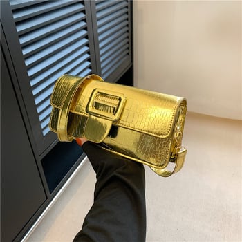 Modă laser, geantă de subraț minimalistă cu o singură curea, geantă mică pătrată cu textură de crocodil, trend 2024