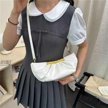 Geantă de damă în formă de semilună, plisată, stil vară 2026, geantă ușoară de lux pentru umăr și crossbody