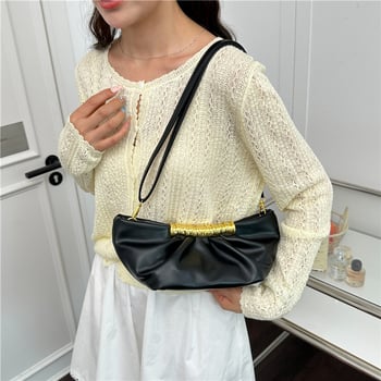 Geantă de damă în formă de semilună, plisată, stil vară 2026, geantă ușoară de lux pentru umăr și crossbody