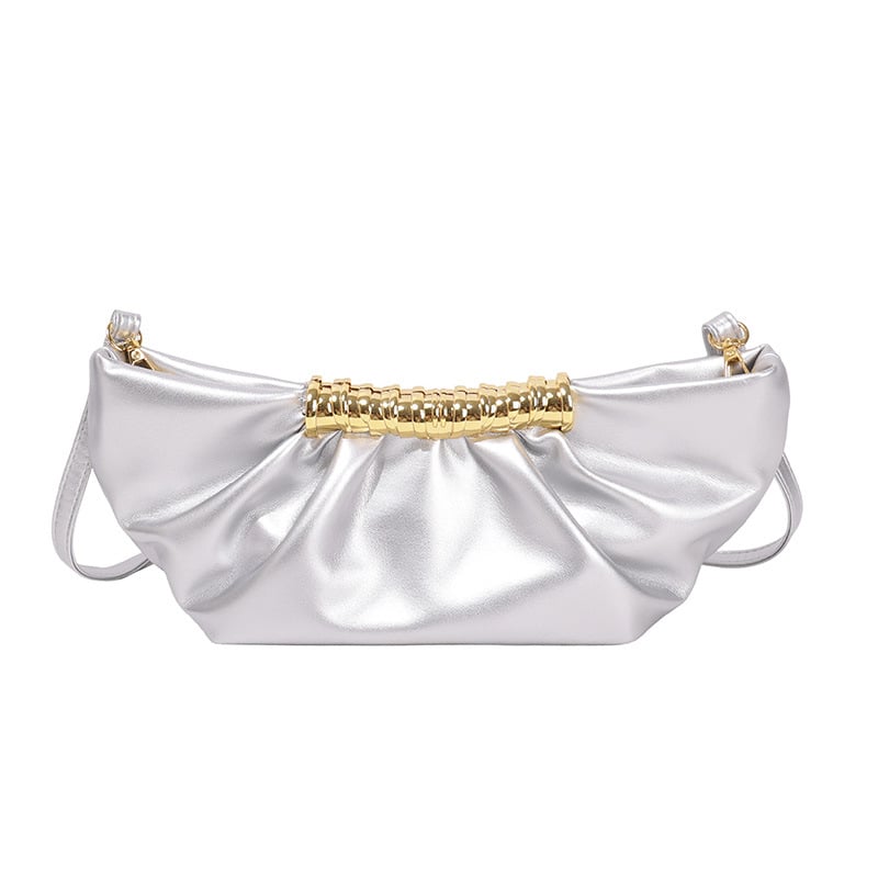 Geantă de damă în formă de semilună, plisată, stil vară 2026, geantă ușoară de lux pentru umăr și crossbody