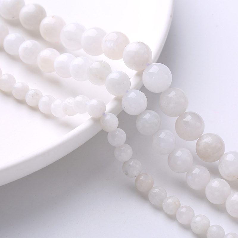 Perle libere din piatră lunară albastră naturală pentru bijuterii DIY – componente pentru brățară și colier