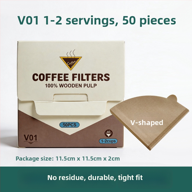 Kézzel készített kávéfőző filterpapír, természetes fa pulpából készült, V-alakú kávéfiltro (V60), csepegtető kávéfiltro papír, dobozos csomagolás, FCM tanúsítvány