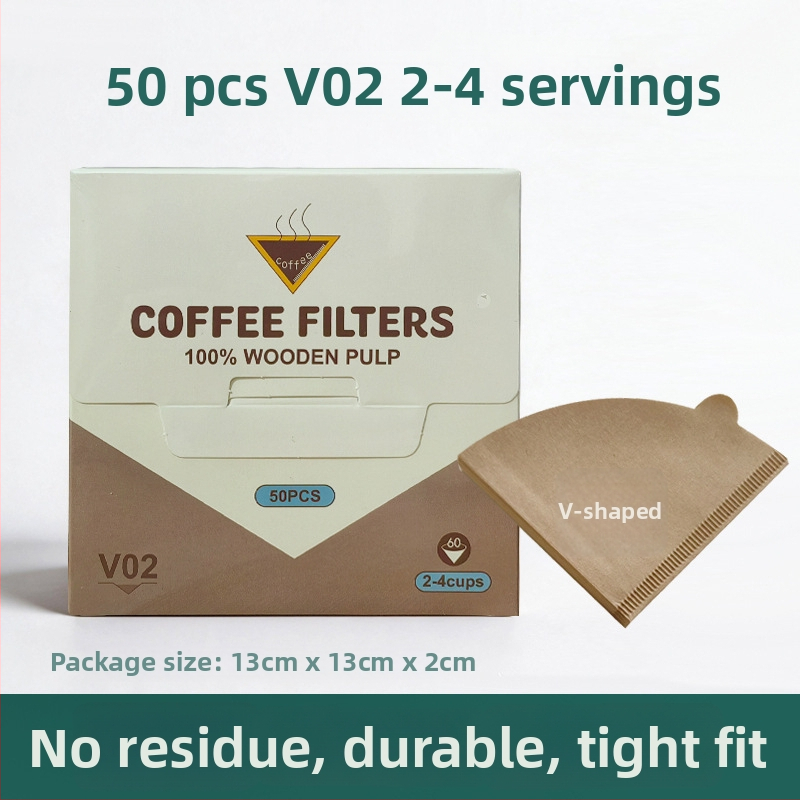 Kézzel készített kávéfőző filterpapír, természetes fa pulpából készült, V-alakú kávéfiltro (V60), csepegtető kávéfiltro papír, dobozos csomagolás, FCM tanúsítvány