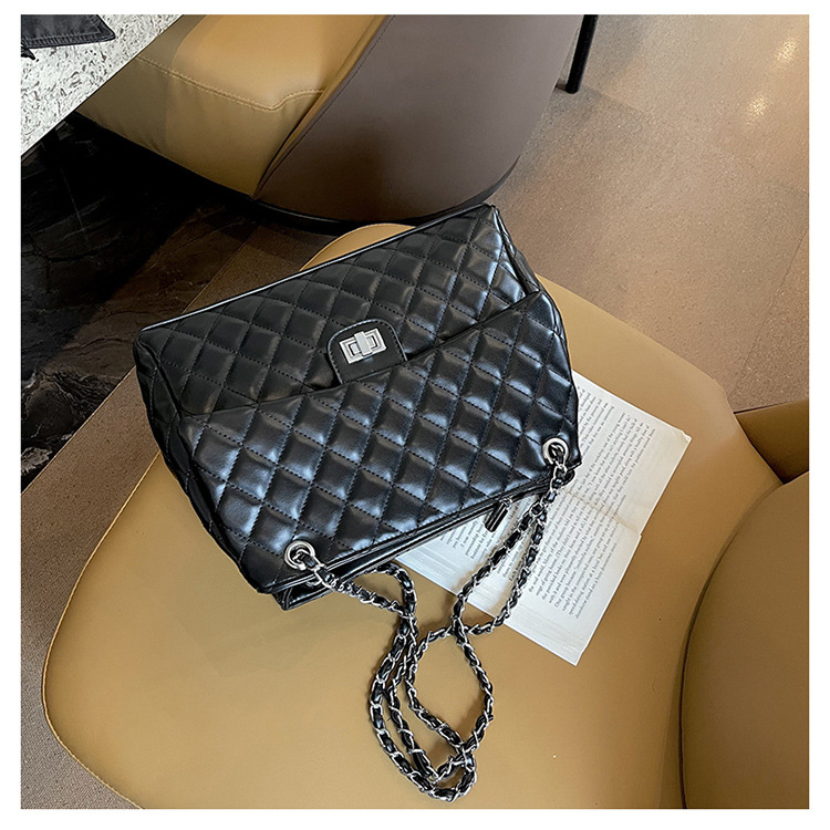 Geantă tote cu lanț pentru subraț, femei, capacitate mare, quilt diamant, curea crossbody peste umăr, broderie cu fir, iarna 2025