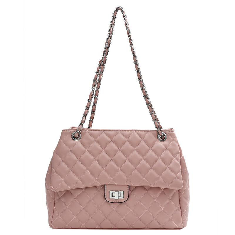 Geantă tote cu lanț pentru subraț, femei, capacitate mare, quilt diamant, curea crossbody peste umăr, broderie cu fir, iarna 2025