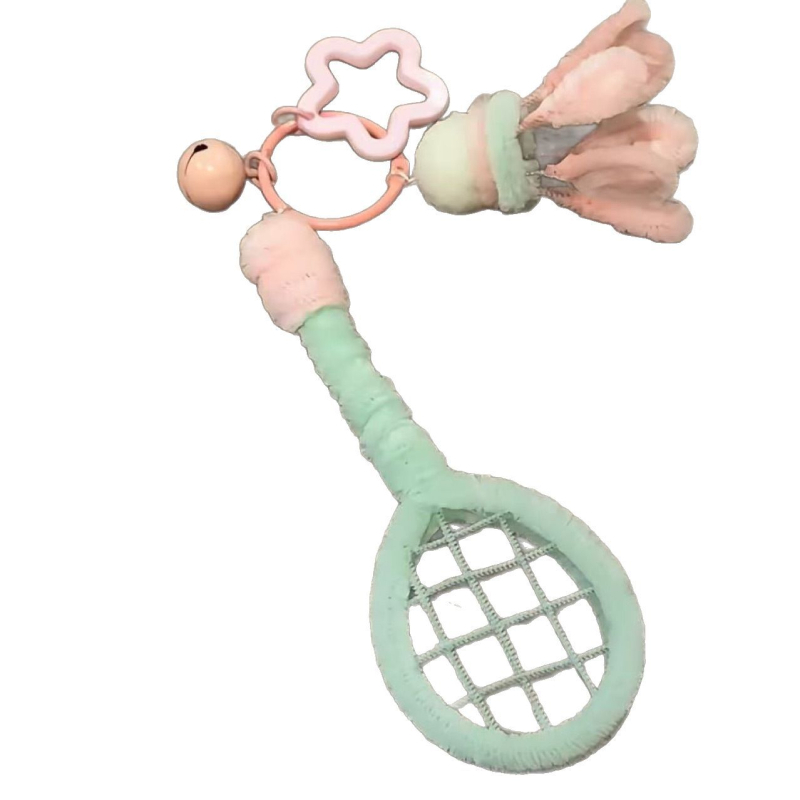 Pandantiv mini rachetă de badminton, realizat manual, kit DIY din fetru de lână