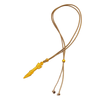 Pendent Vajra în stil antic, cupru placat cu aur, unisex, culoare aur nisip, lanț pentru pulover