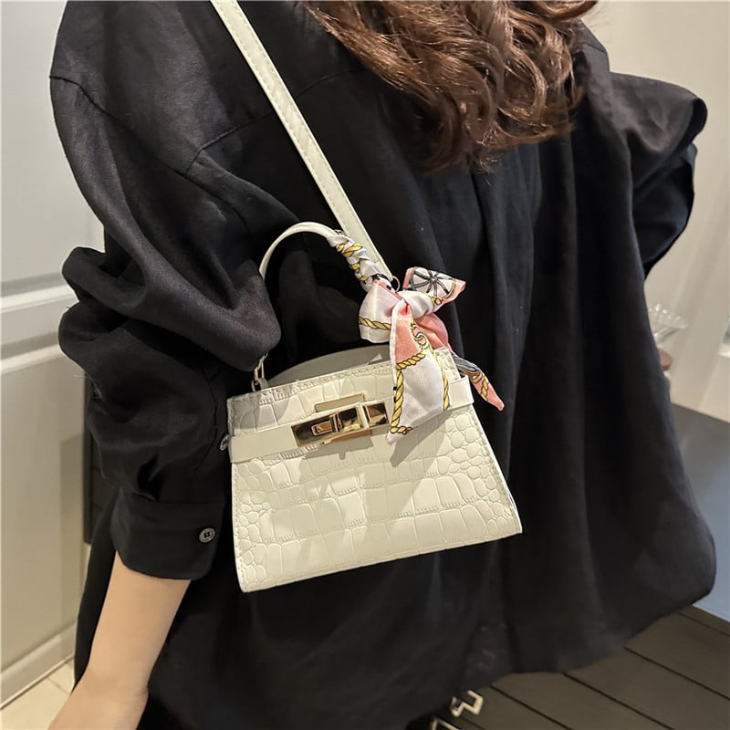 Geantă Kelly modernă și versatilă, geantă de umăr cu șal de mătase, look premium pentru uz zilnic