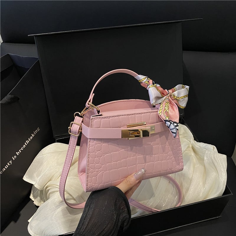 Geantă Kelly modernă și versatilă, geantă de umăr cu șal de mătase, look premium pentru uz zilnic