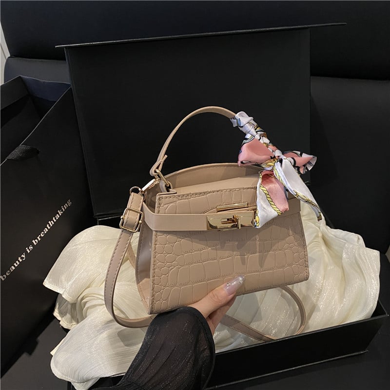 Geantă Kelly modernă și versatilă, geantă de umăr cu șal de mătase, look premium pentru uz zilnic